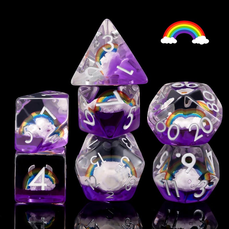 weyano Resin D&D Dice Set, Polyhedral Rainbow Dice for Dungeons and Dragons Role Playing Games (D20, D12, D10, D8, D6, D4) - Image 2